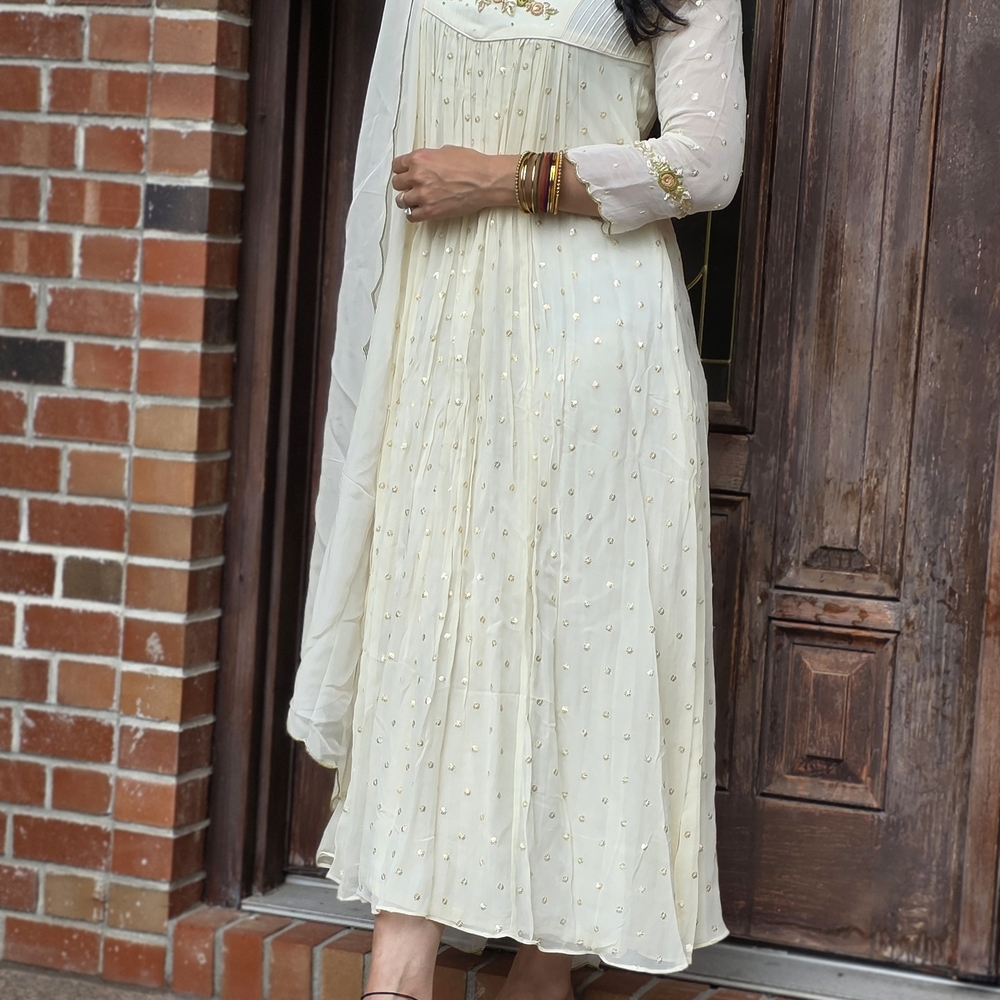 Elegant Cream Embroidered Dress